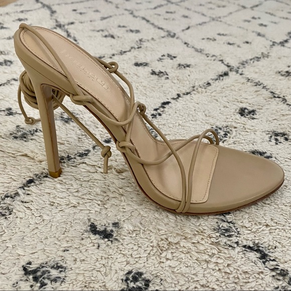 BEIGE LEATHER BARELY THERE SANDAL - Picture 2 of 10